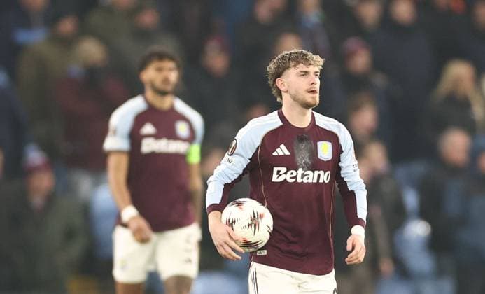 Harvey Elliott of Aston Villa walks back to the center circle aftert the second goal. Aston Villa v Red Bull Salzburg, UEFA Europa League, Group Stage, Football, Villa Park, Birmingham, UK - 29 Jan 2026Birmingham Villa Park United Kingdom EDITORIAL USE ONLY No use with unauthorised audio, video, data, fixture lists, club league logos or live services. Online in-match use limited to 120 images, no video emulation. No use in betting, games or single club league player publications. Copyright: xRyanxBrowne Shutterstockx 16445867bl