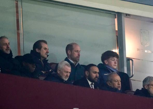 Birmingham, England, 29th January 2026. Aston Villa royal fan Prince William watches the game during the Aston Villa vs FC Salzburg UEFA Europa League match at Villa Park, Birmingham. Picture credit should read: Andrew Yates Sportimage EDITORIAL USE ONLY. No use with unauthorised audio, video, data, fixture lists, club league logos or live services. Online in-match use limited to 120 images, no video emulation. No use in betting, games or single club league player publications. SPI_039_AY_Villa_Salzburg SPI-4490-0038