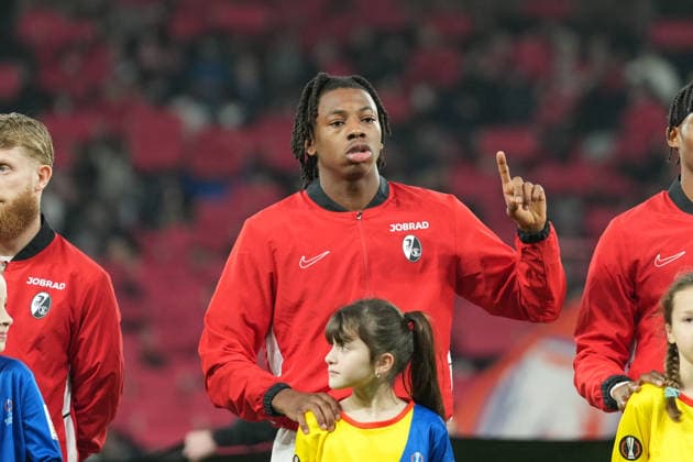 Johan Manzambi SC Freiburg, 44 , France, Football, UEFA Europa League, Matchday 8, League phase, 2025 2026, OSC Lille vs SC Freiburg, 29 01 2026, Stade Pierre Mauroy, Lille, France Lille Stade Pierre Mauroy DÃ partements Nord, Hauts de Fra France Copyright: xArnexAmbergx