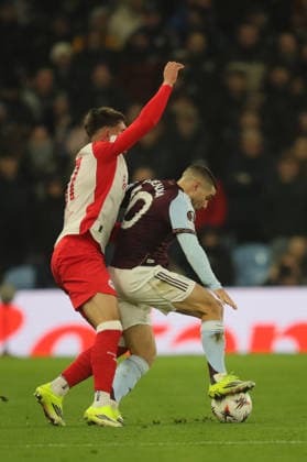 Aston Villa v Salzburg, Europa League Emiliano Buendia of Aston Villa and Tim Trummer of Red Bull Salzburg during the Europa League match between Aston Villa and Salzburg at Villa Park, Birmingham, UK on 29 January 2026. Birmingham Villa Park West Midlands UK Editorial use only , Copyright: xAlunxRobertsx PSI-23649-0029