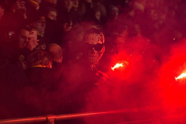2026-01-29 - Europa League match DEVENTER, NETHERLANDS - JANUARY 29: fans of Go Ahead Eagles during the Europa League match at the De Adelaarshorst on January 29, 2026 in Deventer, Netherlands Deventer De Adelaarshorst Netherlands Content not available for redistribution in The Netherlands directly or indirectly through any third parties. Copyright: xDennisxBresserx