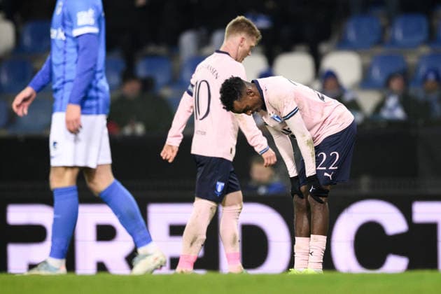 260129 Taha Ali of Malmö FF looks dejected during the UEFA Europa League football match between KRC Genk and Malmö FF on January 29, 2026 in Genk Photo Simon Hastegard BILDBYRAN kod SH SH0684 fotboll football soccer fotball uefa europa league europa league krc genk malmö ff bbeng depp  Copyright: SIMONxHASTEGARD BB260129SH060