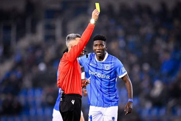 KRC Genk v Malmo - UEFA Europa League GENK, BELGIUM - JANUARY 29 : Referee Fesnic Horatiu and Bangoura Sory Ibrahima midfielder of KRC Genk during the UEFA Europa League 2025 26 League Phase MD8 match between KRC Genk and Malmo on January 29, 2026 in Genk, Belgium, 29 01 2026  Copyright: xTomasxSiskx