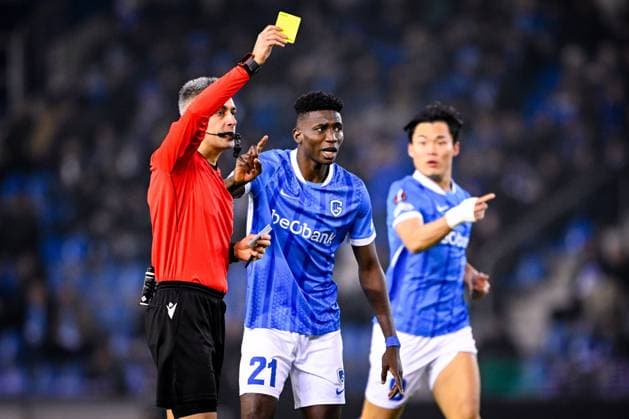 KRC Genk v Malmo - UEFA Europa League GENK, BELGIUM - JANUARY 29 : Referee Fesnic Horatiu and Bangoura Sory Ibrahima midfielder of KRC Genk during the UEFA Europa League 2025 26 League Phase MD8 match between KRC Genk and Malmo on January 29, 2026 in Genk, Belgium, 29 01 2026  Copyright: xTomasxSiskx