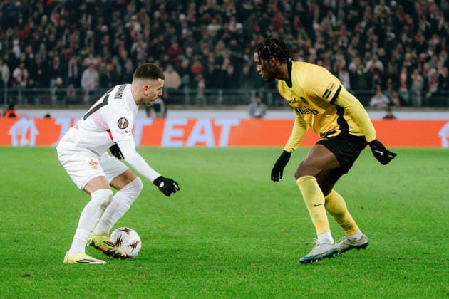 Badredine Bouanani VfB Stuttgart, 27 and Joel Monteiro Young Boys Bern, 77 , GER, VfB Stuttgart vs Young Boys Bern, Football, Europa League, Matchday 8, Season 2025 2026, 29 01 2026, GER, VfB Stuttgart vs Young Boys Bern, Football, Europa League, Matchday 8, Season 2025 2026, 29 01 2026, Stuttgart Copyright: xEibner-Pressefoto EdwardxCheungx EP_ECG