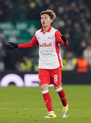 Birmingham, England, 29th January 2026. Sota Kitano of Red Bull Salzburg in action during the Aston Villa vs FC Salzburg UEFA Europa League match at Villa Park, Birmingham. Picture credit should read: Andrew Yates Sportimage EDITORIAL USE ONLY. No use with unauthorised audio, video, data, fixture lists, club league logos or live services. Online in-match use limited to 120 images, no video emulation. No use in betting, games or single club league player publications. SPI_050_AY_Villa_Salzburg SPI-4490-0049