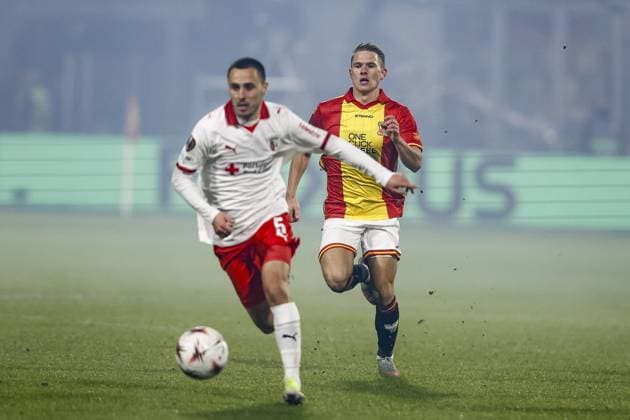 DEVENTER , 29-01-2026 , Stadium De Adelaarshorst , season 2025 2026 , UEFA Europa League League phase . match between Go Ahead Eagles and SC Braga, Picture shows GA Eagles player Mathis Suray Go Ahead Eagles - Braga  x201172825x Copyright: