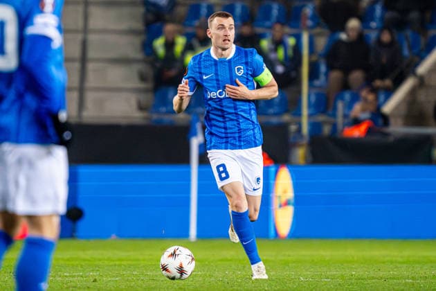 2026-01-29 KRC Genk v Malmo FF - UEFA Europa League 2025 26 League Phase MD8 GENK, BELGIUM - JANUARY 29: Bryan Heynen of KRC Genk dribbles during the UEFA Europa League 2025 26 League Phase MD8 match between KRC Genk and Malmo FF at Cegeka Arena on January 29, 2026 in Genk, Belgium. (Photo by Gabriel Calvino Alonso BSR Agency) Genk Belgium Content not available for redistribution in The Netherlands directly or indirectly through any third parties. Copyright: xBSRxAgencyx