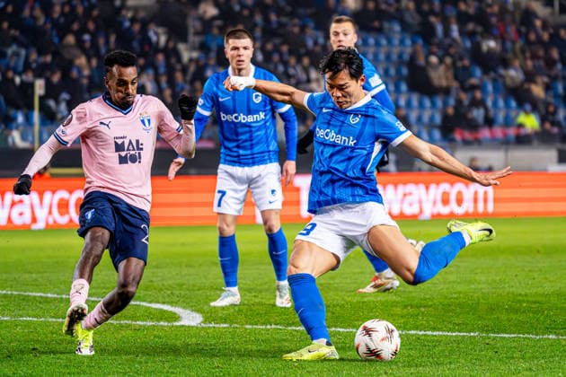 2026-01-29 KRC Genk v Malmo FF - UEFA Europa League 2025 26 League Phase MD8 GENK, BELGIUM - JANUARY 29: Hyeongyu Oh of KRC Genk shoots during the UEFA Europa League 2025 26 League Phase MD8 match between KRC Genk and Malmo FF at Cegeka Arena on January 29, 2026 in Genk, Belgium. (Photo by Gabriel Calvino Alonso BSR Agency) Genk Belgium Content not available for redistribution in The Netherlands directly or indirectly through any third parties. Copyright: xBSRxAgencyx