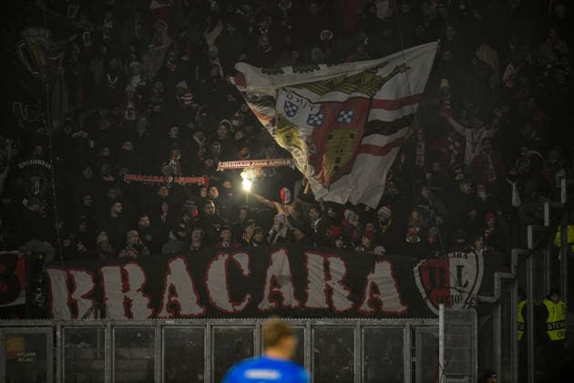 2026-01-29 - Europa League match DEVENTER, NETHERLANDS - JANUARY 29: fans of Braga during the Europa League match at the De Adelaarshorst on January 29, 2026 in Deventer, Netherlands Deventer De Adelaarshorst Netherlands Content not available for redistribution in The Netherlands directly or indirectly through any third parties. Copyright: xDennisxBresserx