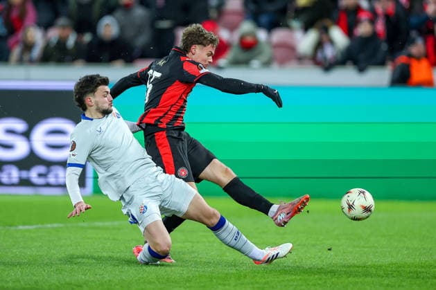 29 01 2026, Football, UEFA Europa League, Matchday 8, FC Midtjylland GNK Dinamo Zagreb, MCH Arena in Herning, Denmark Goal kick Goal for 2 0 by scorer Victor Bak FC Midtjylland 55 Regulations prohibit any use of photographs as image sequences and or quasi video Denmark