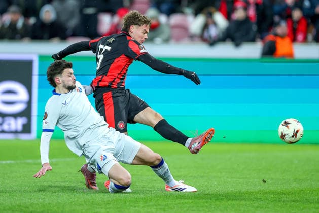 29 01 2026, Football, UEFA Europa League, Matchday 8, FC Midtjylland GNK Dinamo Zagreb, MCH Arena in Herning, Denmark Goal kick Goal for 2 0 by scorer Victor Bak FC Midtjylland 55 Regulations prohibit any use of photographs as image sequences and or quasi video Denmark