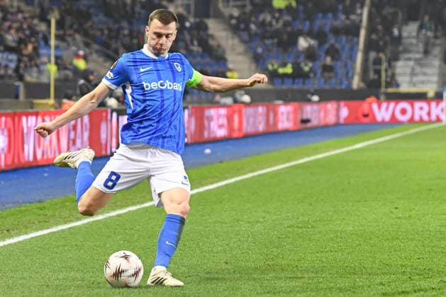 Genk s Bryan Heynen pictured in action during a soccer game between Belgian soccer team KRC Genk and Swedish team Malmo FF, in Genk, on Thursday 29 January 2026, on day eight of the League phase of the UEFA Europa League tournament. JILLxDELSAUX  x159654067x