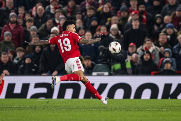 29th January 2026; The City Ground, Nottingham, England; UEFA Europa League Football, Nottingham Forest versus Ferencvarosi; Igor Jesus of Nottingham Forest scores in the 55th minute to make the score 3-0  GodfreyxPitt Content restricted for UK based newspaper