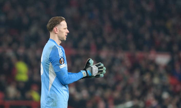 Matz Sels of Nottingham Forest seen during the UEFA Europa league football match between Nottingham Forest and Ferencvaros TC at the City Ground in Nottingham. Copyright: xPaulxBonser SportsxPressxPhotox Sportspressphoto_SPR86800