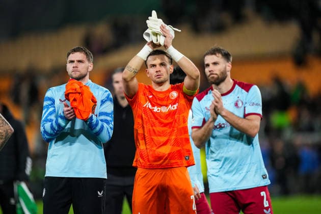 UEFA Europa League: Real Betis v Feyenoord Sevilla - Feyenoord goalkeeper Liam Bossin, Feyenoord keeper Timon Wellenreuther during the eighth match of the UEFA Europa League 2025 2026. The match is set between Real Betis Balompie and Feyenoord at Estadio La Cartuja on 29 January 2026 in Sevilla, Spain. Copyright: xYannickxVerhoevenx