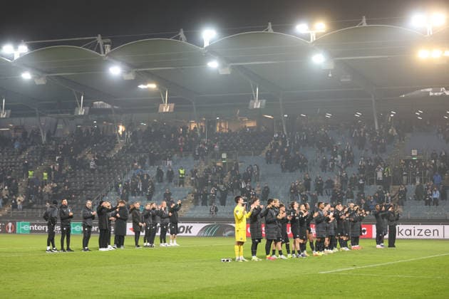 SOCCER - UEFA EL, Sturm vs Brann GRAZ,AUSTRIA,29.JAN.26 - SOCCER - UEFA Europa League, SK Sturm Graz vs SK Brann Bergen. Image shows the rejoicing of Sturm.  GEPAxpictures xChrisxBauer