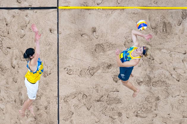 260129 Swedens Jacob Hölting Nilsson and David Ahman during Stockholm Beach 2026 on January 29, 2026 in Stockholm  Copyright: EMMAxWALLSKOG BB260129EW098