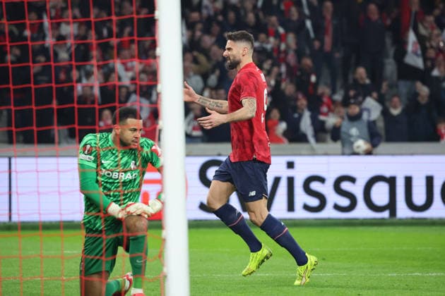 FOOTBALL : LOSC Lille vs Freiburg - UEFA Europa League - 29 01 2026 But et joie de Olivier GIROUD (LOSC Lille) lors du match LOSC Lille vs Freiburg, UEFA Europa League phase de ligue, Decathlon Arena stade Pierre Mauroy, le 29 janvier 2026 - photo Laurent Sanson PsnewZ  Copyright: xLaurentxSANSONx xPsnewZx