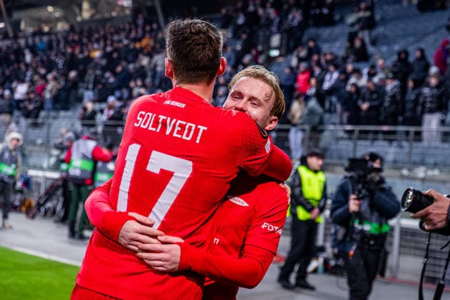 STURM GRAZ - BRANN BERGEN Players of Brann Joachim Soltvedt, Markus Haaland celebrate their qualification to the knockout stage after the league phase of UEFA Europa league football match between SK Sturm Graz and SK Brann Bergen. Graz, Austria, January 29, 2026. Photo by Branislav Racko Copyright: xx _BRR0695