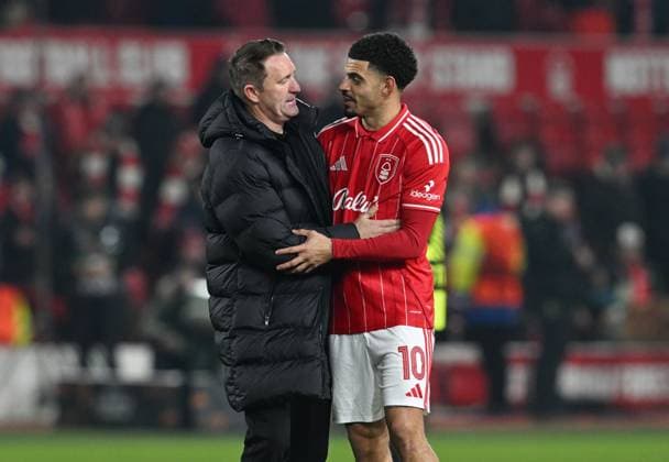 Robbie Keane manager of Ferencvaros with Morgan Gibbs-White of Nottingham Forest at full time Nottingham Forest v Ferencvaros, UEFA Europa League, Group Stage, Football, City Ground, Nottingham, UK - 29 Jan 2026Nottingham City Ground United Kingdom EDITORIAL USE ONLY No use with unauthorised audio, video, data, fixture lists, club league logos or live services. Online in-match use limited to 120 images, no video emulation. No use in betting, games or single club league player publications. Copyright: xAnnaxGowthorpe Shutterstockx 16445882ag