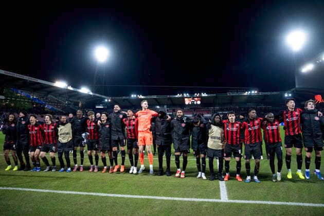 Europa League FC Midtjylland Dinamo Zagreb FC Midtjylland s players celebrate the victory after the Europa League match between FC Midtjylland and Dinamo Zagreb at MCH Arena in Herning on Thursday, January 29, 2026 Photo Bo Amstrup Ritzau Scanpix , Herning Denmark Mors  Copyright: BoxAmrstrupx xRitzauxScanpix BoxAmstrupx spdk20260129-231451-L
