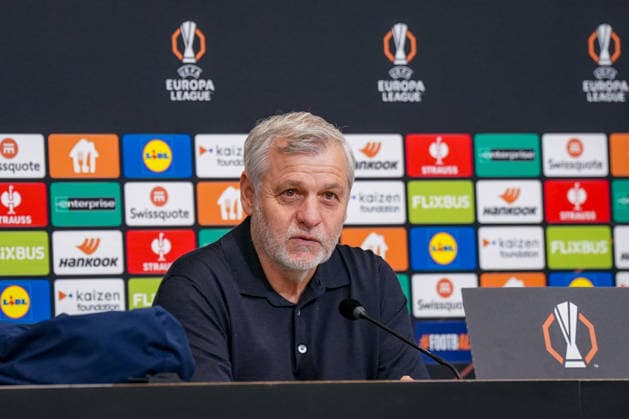 Football UEFA Europa League 2025 26, Matchday 8 OSC Lille vs SC Freiburg Stade Pierre Mauroy Lille, France Bruno GÃ nÃ sio Bruno Genesio Coach, OSC Lille Press conference, Media Copyright: xJOERANxSTEINSIEKx