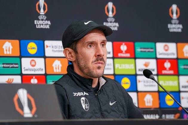 Football UEFA Europa League 2025 26, Matchday 8 OSC Lille vs SC Freiburg Stade Pierre Mauroy Lille, France Julian Schuster SC Freiburg, Coach Press conference, Media Copyright: xJOERANxSTEINSIEKx