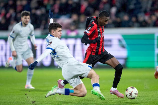Europa League FC Midtjylland Dinamo Zagreb FC Midtjylland s Denil Castillo in action with Dinamo Zagreb s Sergi Dominguez during the Europa League match between FC Midtjylland and Dinamo Zagreb at MCH Arena in Herning on Thursday, January 29, 2026 Photo Bo Amstrup Ritzau Scanpix , Herning Denmark Mors  Copyright: BoxAmrstrupx xRitzauxScanpix BoxAmstrupx spdk20260129-233559-L
