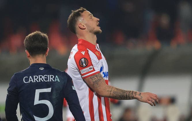 29.01.2026 Belgrade Beograd FK Crvena Zvezda(FC Red Star)- Real Club Celta Vigo men s football Europa league Marko Arnautovic (C) Crvena Zvezda(Red Star) :