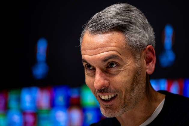 DEVENTER, NETHERLANDS - JANUARY 29: SC Braga head coach Carlos Vicens attends a press conference, PK, Pressekonferenz after the UEFA Europa League 2025 26 League Phase MD8 match between Go Ahead Eagles and SC Braga at Stadion De Adelaarshorst on January 29, 2026 in Deventer, Netherlands. (Photo by Rene Nijhuis) SPO  Copyright: xRenexNijhuis