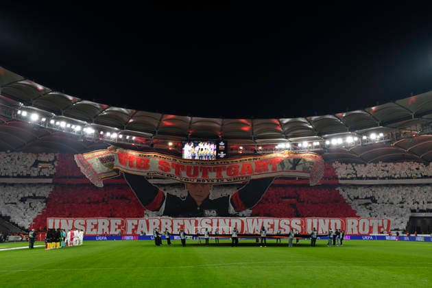 before the start of the match Choreo, choreography, fan action VfB Stuttgart Cannstatter Kurve VfB Stuttgart vs Young Boys Bern YB EUROPA LEAGUE EL 29 01 2026 DFL REGULATIONS PROHIBIT ANY USE OF PHOTOGRAPHS AS IMAGE SEQUENCES AND OR QUASI VIDEO VfB Stuttgart vs Young Boys Bern YB