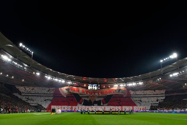 before the start of the match Choreo, choreography, fan action VfB Stuttgart Cannstatter Kurve VfB Stuttgart vs Young Boys Bern YB EUROPA LEAGUE EL 29 01 2026 DFL REGULATIONS PROHIBIT ANY USE OF PHOTOGRAPHS AS IMAGE SEQUENCES AND OR QUASI VIDEO VfB Stuttgart vs Young Boys Bern YB