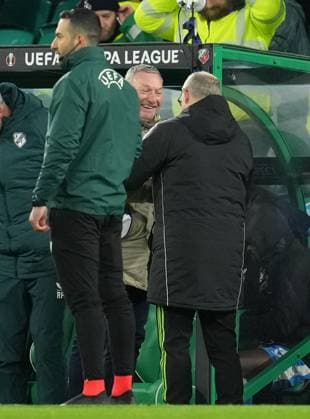 FC Utrecht Head Coach Ron Jans & Celtic interim manager Martin O Neill shake hands at full-time. Final score Celtic 4 FC Utrecht 2. Celtic v Utrecht, UEFA Europa League, Group Stage, Football, Celtic Park, Glasgow, UK - 29 Jan 2026Glasgow Celtic Park United Kingdom EDITORIAL USE ONLY No use with unauthorised audio, video, data, fixture lists, club league logos or live services. Online in-match use limited to 120 images, no video emulation. No use in betting, games or single club league player publications. Copyright: xStuartxWallace Shutterstockx 16445870bz