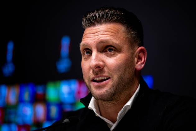 DEVENTER, NETHERLANDS - JANUARY 29: Go Ahead Eagles head coach Melvin Boel attends a press conference, PK, Pressekonferenz after the UEFA Europa League 2025 26 League Phase MD8 match between Go Ahead Eagles and SC Braga at Stadion De Adelaarshorst on January 29, 2026 in Deventer, Netherlands. (Photo by Rene Nijhuis) SPO  Copyright: xRenexNijhuis