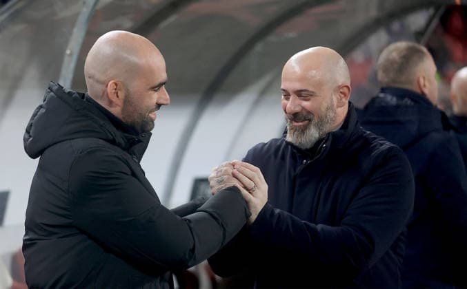 29.01.2026 Belgrade(Serbia) FK Crvena Zvezda(FC Red Star)- Real Club Celta Vigo men s football Europa league Claudio Giraldez (L) RC Celta coach,Dejan Stankovic (R) Crvena Zvezda(Red Star) coach :