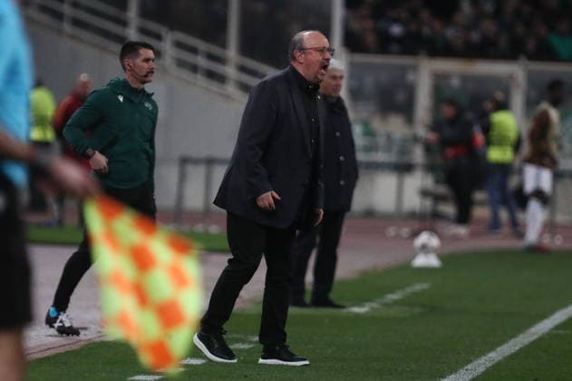 UEFA Europa League, Panathinaikos FC vs AS Roma - Rafael Benitez Maudes coach of Panathinaikos react during the UEFA Europa League league phase matchday 8 soccer match between Panathinaikos FC and AS Roma held at Olympic Athletic Center of Athens in Athens, Greece, 29 January 2026. IMAGO ONE INCH PRODUCTIONS ATHENS Greece Copyright: xOnexInchxProductionsx 6830383