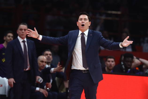 EuroLeague Basketball, Olympiacos Piraeus vs FC Barcelona, Barca Munich - Xavi Pascual, Head Coach of FC Barcelona react during the Euroleague regular season basketball match between Olympiacos Piraeus and FC Barcelona held at Peace and Friendship Stadium in Piraeus, Grecee, 29 January 2026. PIRAEUS Greece Copyright: xOnexInchxProductionsx 6830433