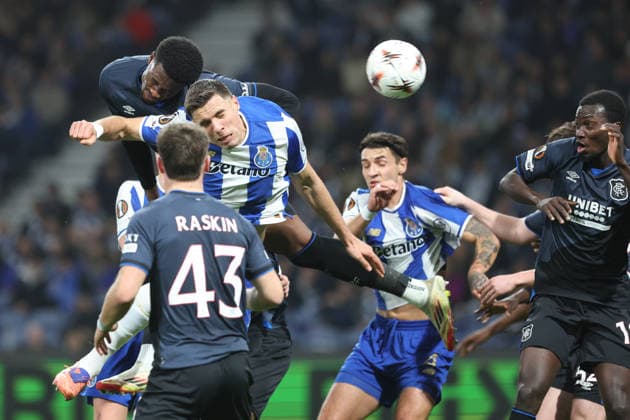 Porto, 29 01 2026 - FC Porto hosted Rangers at stadium do Dragao in a match for the 8th round of Europa League 2025 26. Emmanuel Fernandez and Bednarek on the FC Porto™s third goal; (Catarina Morais Kapta+) KATA3526 Porto Stadium do Dragao Portugal Copyright: xCatarinaxMoraisx xKapta+x