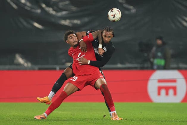 SK Sturm Graz vs SK Brann - UEFA Europa League 2025 26, 29 01 2026 Graz, Austria, 29 JAN 26 SOCCER UEFA Europa League, SK Sturm Graz vs SK Brann Bergen The image shows Noah Holm Brann and Emanuel Aiwu STU Copyright: xBEAUTIFULxSPORTS Rainerx