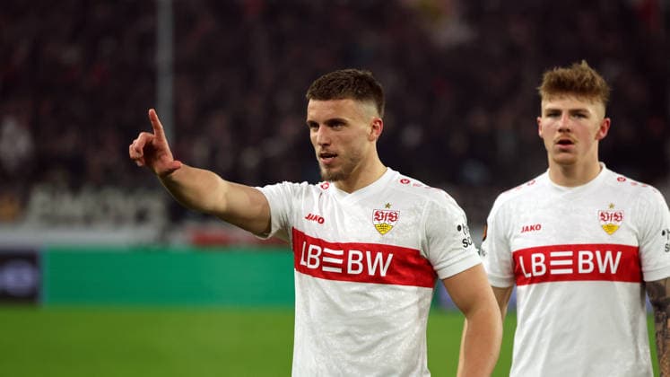 29 01 26 VfB Stuttgart Young Boys Bern Germany, Stuttgart, 29 01 2026, Football, UEFA Europa League, Season 2025 2026, VfB Stuttgart Young Boys Bern Ermedin Demirovic VfB Stuttgart Jubel Tor 2 0 Demirovic