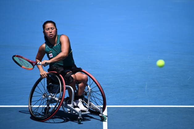 TENNIS AUSTRALIAN OPEN, Yui Kamiji of Japan in action during the women™s wheelchair singles semifinal against Xiaohui Li of Cina on day 13 of the 2026 Australian Open tennis tournament at Melbourne Park in Melbourne, Friday, January 30, 2026. ( NO ARCHIVING MELBOURNE VICTORIA AUSTRALIA  Copyright: xJOELxCARRETTx 20260130127979344530