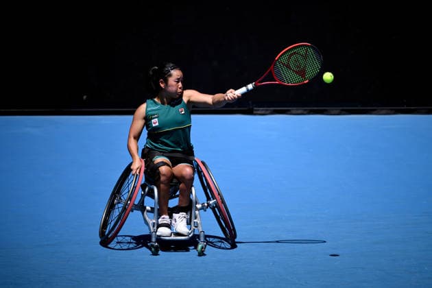 TENNIS AUSTRALIAN OPEN, Yui Kamiji of Japan in action during the women™s wheelchair singles semifinal against Xiaohui Li of Cina on day 13 of the 2026 Australian Open tennis tournament at Melbourne Park in Melbourne, Friday, January 30, 2026. ( NO ARCHIVING MELBOURNE VICTORIA AUSTRALIA  Copyright: xJOELxCARRETTx 20260130125703948101