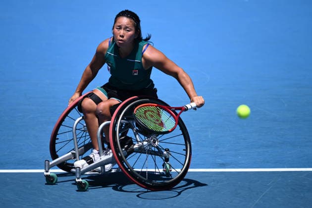 TENNIS AUSTRALIAN OPEN, Yui Kamiji of Japan in action during the women™s wheelchair singles semifinal against Xiaohui Li of Cina on day 13 of the 2026 Australian Open tennis tournament at Melbourne Park in Melbourne, Friday, January 30, 2026. ( NO ARCHIVING MELBOURNE VICTORIA AUSTRALIA  Copyright: xJOELxCARRETTx 20260130157156836586