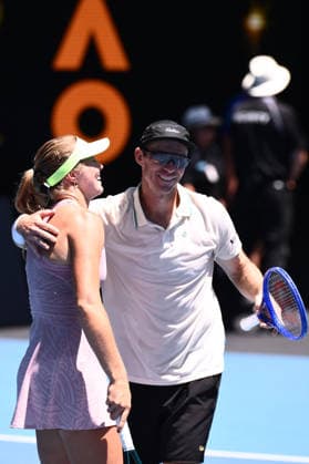 TENNIS AUSTRALIAN OPEN, Olivia Gadecki and John Peers of Australia celebrate their win over Kristina Mladenovic and Manuel Guinard of France in the mixed doubles final on day 13 of the 2026 Australian Open tennis tournament at Melbourne Park in Melbourne, Friday, January 30, 2026. ( NO ARCHIVING MELBOURNE VICTORIA AUSTRALIA  Copyright: xJOELxCARRETTx 20260130133852895956