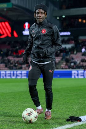 29.01.2026, Fußball, UEFA Europa League, Matchday 8, FC Midtjylland - GNK Dinamo Zagreb, MCH Arena in Herning, Dänemark: Alamara Djabi (FC Midtjylland 33) Regulations prohibit any use of photographs as image sequences and or quasi-video. Dänemark *** 29 01 2026, Football, UEFA Europa League, Matchday 8, FC Midtjylland GNK Dinamo Zagreb, MCH Arena in Herning, Denmark Alamara Djabi FC Midtjylland 33 Regulations prohibit any use of photographs as image sequences and or quasi video Denmark