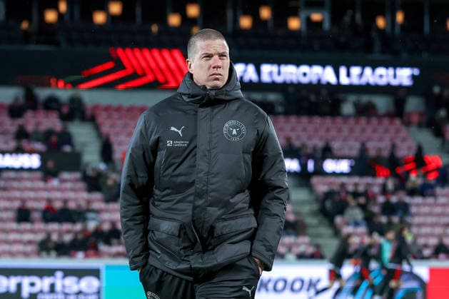 29 01 2026, Football, UEFA Europa League, Matchday 8, FC Midtjylland GNK Dinamo Zagreb, MCH Arena in Herning, Denmark Head Coach Mike Tullberg FC Midtjylland hc Regulations prohibit any use of photographs as image sequences and or quasi video Denmark