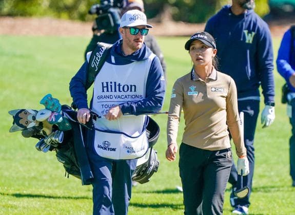 January 29, 2026, Orlando, Florida, USA: Lydia Ko (R) walks the 9th fairway with her caddie during the first round of the 2026 Hilton Grand Vacations Tournament of Champions at Lake Nona Golf & Country Club. Orlando USA - ZUMAw109 20260129_fap_w109_003 Copyright: xDebbyxWongx