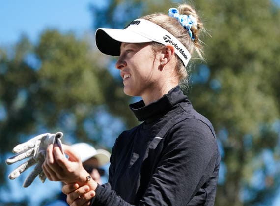 January 29, 2026, Orlando, Florida, USA: Nelly Korda speaks to the media on the 9th green during the first round of the 2026 Hilton Grand Vacations Tournament of Champions at Lake Nona Golf & Country Club. Orlando USA - ZUMAw109 20260129_fap_w109_012 Copyright: xDebbyxWongx