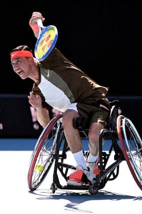 TENNIS AUSTRALIAN OPEN, Tokito Oda of Japan in action during the men™s wheelchair singles semifinal against Gustavo Fernandez of Argentina on day 13 of the 2026 Australian Open tennis tournament at Melbourne Park in Melbourne, Friday, January 30, 2026. ( NO ARCHIVING MELBOURNE VICTORIA AUSTRALIA  Copyright: xJAMESxROSSx 20260130181550756447